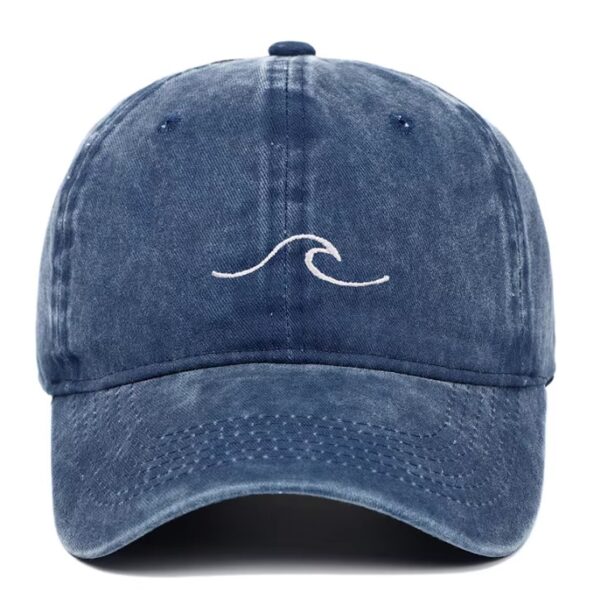 Blue Fashion Baseball Cap for Men Women Wave Ripple Embroidery Baseball Cap Vintage Washed Distressed Dad Hats Hip Hop Hat Duck Hats