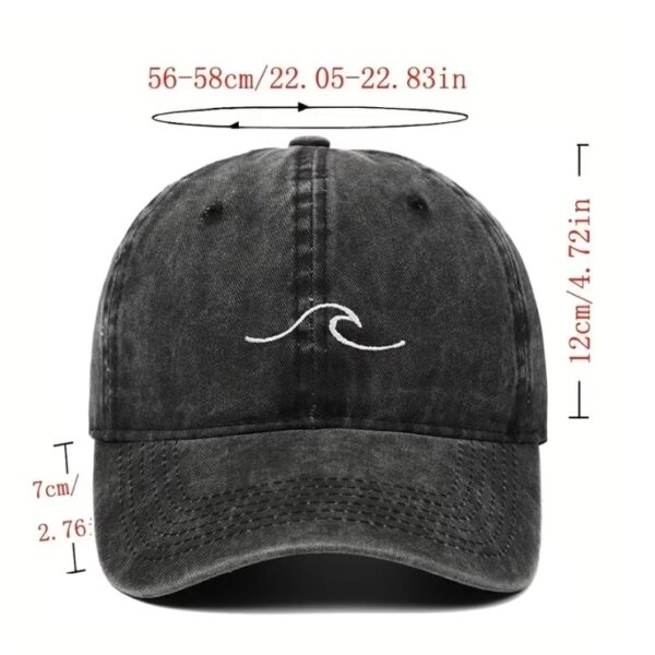 Fashion Cap Wave Ripple Embroidery Vintage Washed Distressed Hats - Image 4