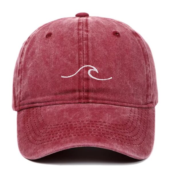 Red Fashion Baseball Cap for Men Women Wave Ripple Embroidery Baseball Cap Vintage Washed Distressed Dad Hats Hip Hop Hat Duck Hats